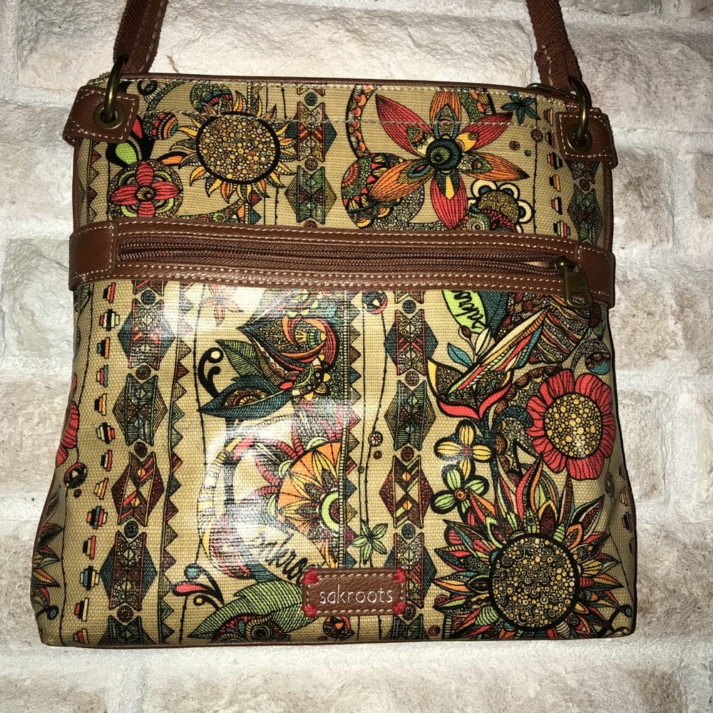 Sakroots crossbody bag. Coated canvas.